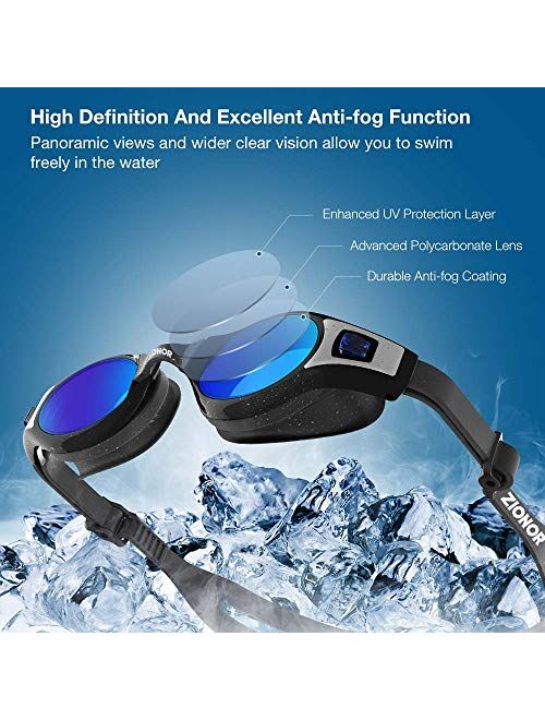 ZIONOR G9 Swim Goggles with Extra Lens and Nose Bridges for Men/Women/Adult
