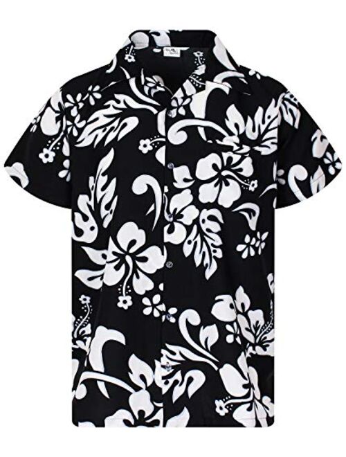 KING KAMEHA Hawaiian Shirt for Men Funky Casual Button Down Very Loud Shortsleeve Unisex Hibiscus