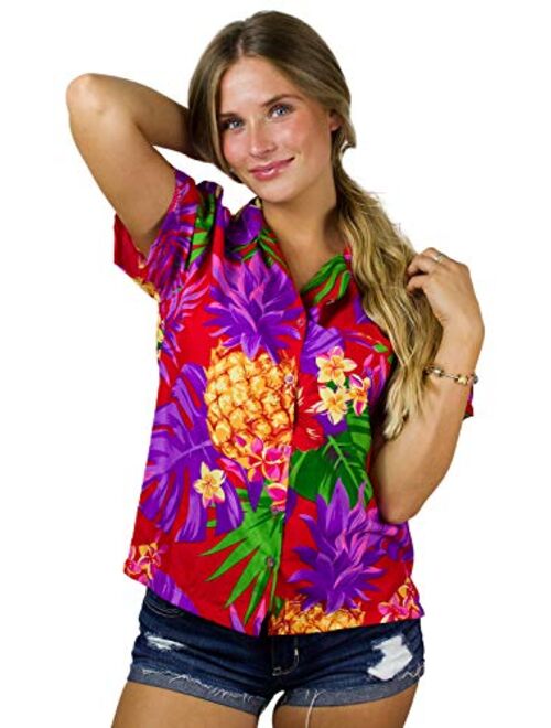KING KAMEHA Hawaiian Shirt for Men Funky Casual Button Down Very Loud Shortsleeve Unisex Hibiscus