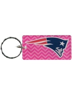 Pink New England Patriots Chevron Printed Acrylic Team Color Logo Keychain
