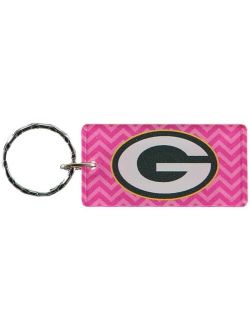 Pink Green Bay Packers Chevron Printed Acrylic Team Color Logo Keychain