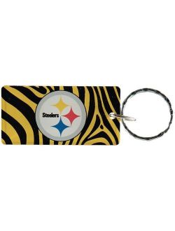 Multi Pittsburgh Steelers Zebra Printed Acrylic Team Color Logo Keychain