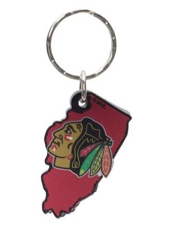 Multi Chicago Blackhawks Metallic State Shape Keychain