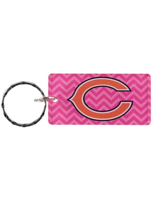 Stockdale Pink Chicago Bears Chevron Printed Acrylic Team Color Logo Keychain