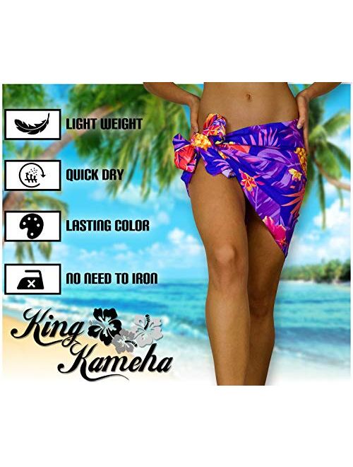 KING KAMEHA Hawaiian Sarong Pareo Beach Wrap for Women Funky Casual Bikini Cover Up Very Loud Swimsuit Pineapple Print