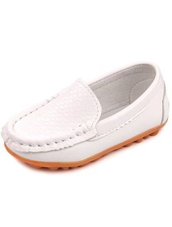 Femizee Toddler Boys Girls Loafers Shoes Casual Moccasin Slip On Dress Wedding Shoes for Kids,White,1301 CN 29