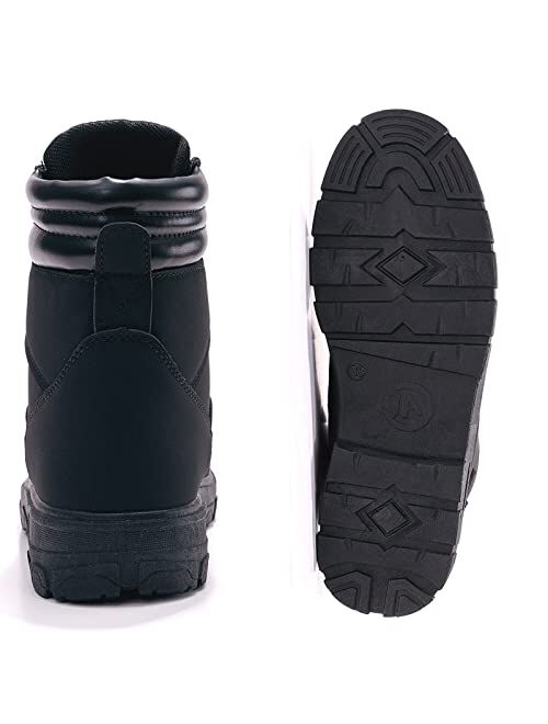 kkdom Women's Waterproof Lace Up Low Heel Ankle Booties Fashion Work Combat Boots