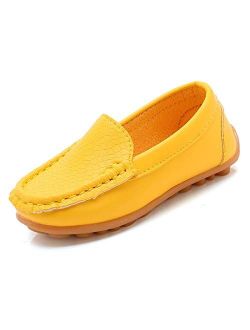 Moceen Toddler Boys Girls Loafer Shoes Soft Synthetic Leather Slip On Moccasin Flat Boat Dress Shoes 