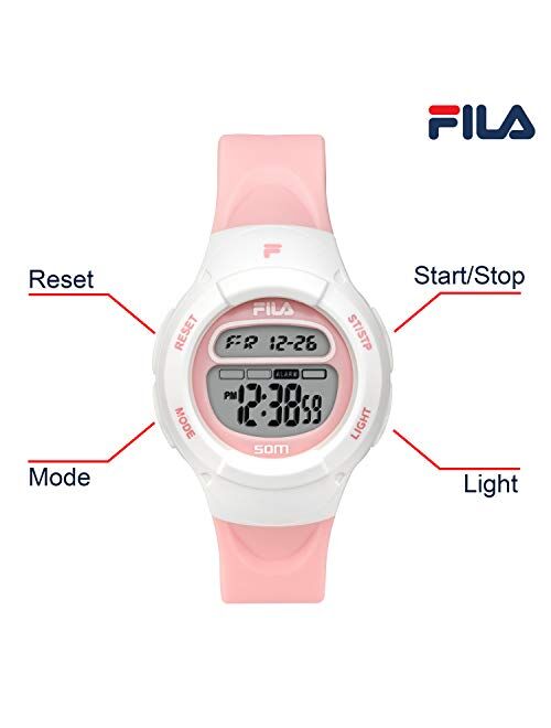 FILA Kids Digital Watch - Girls Watches Ages 7-10 - Gifts for 7 Year Old Girl - Gifts for Preteen Girls - Kids Sports Watch - Girls Digital Watch - Kids Silicone Watch - 