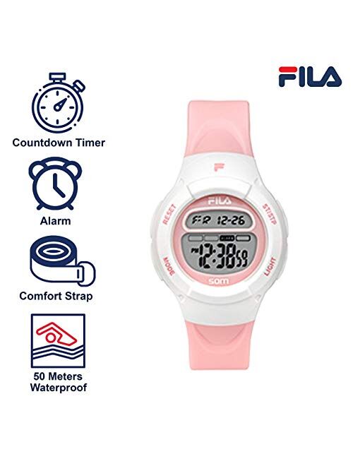 FILA Kids Digital Watch - Girls Watches Ages 7-10 - Gifts for 7 Year Old Girl - Gifts for Preteen Girls - Kids Sports Watch - Girls Digital Watch - Kids Silicone Watch - 