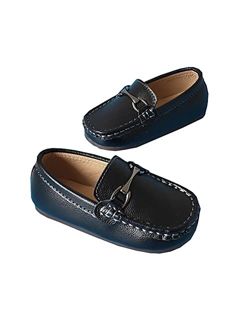 Auhoho Kids Slip On Boys Dress Shoes PU Leather Loafers for Toddler Boys Girls