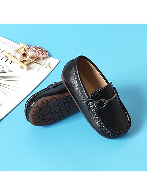 Auhoho Kids Slip On Boys Dress Shoes PU Leather Loafers for Toddler Boys Girls