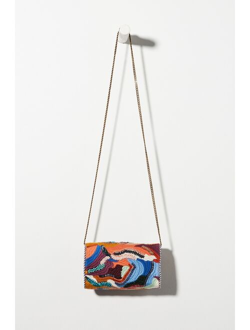 Anthropologie Abstract Embroidered Crossbody Bag