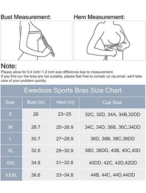 Ewedoos High Impact Sports Bras for Women Push up Sports Bra Racerback Sports Bras Workout Bra Running Bra