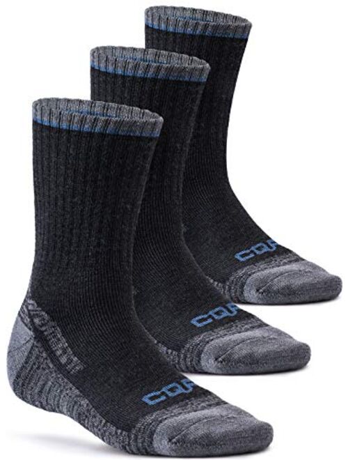 CQR 3 or 5 Pairs Men and Women Moisture Wicking Hiking Socks, Outdoor Sports Trekking Crew Socks, Mid Calf Cushioned Socks