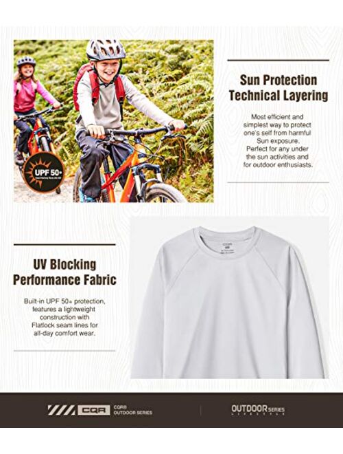 CQR Kids Youth UPF 50+ Sun Shirts, Dry Fit Long Sleeve T Shirt, UV Sun Protection Fishing Shirts, Athletic Sports Tee