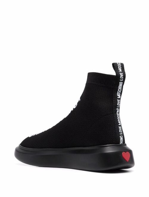 Love Moschino embroidered-logo sock sneakers