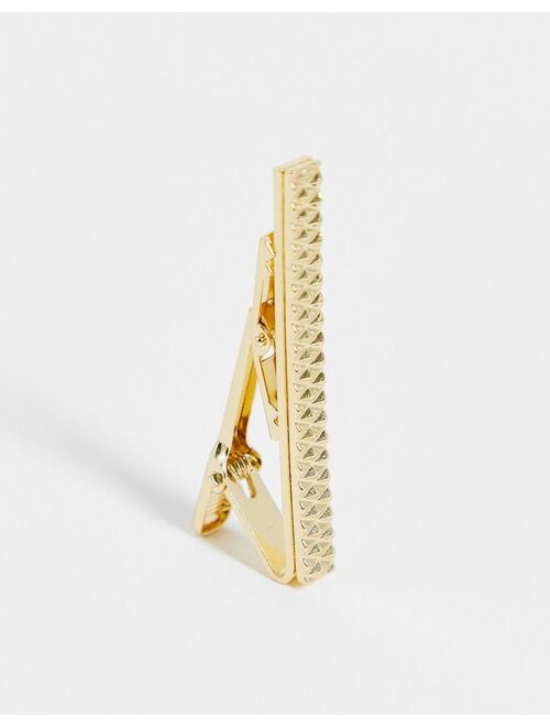 Asos Design beveled tie bar in gold tone