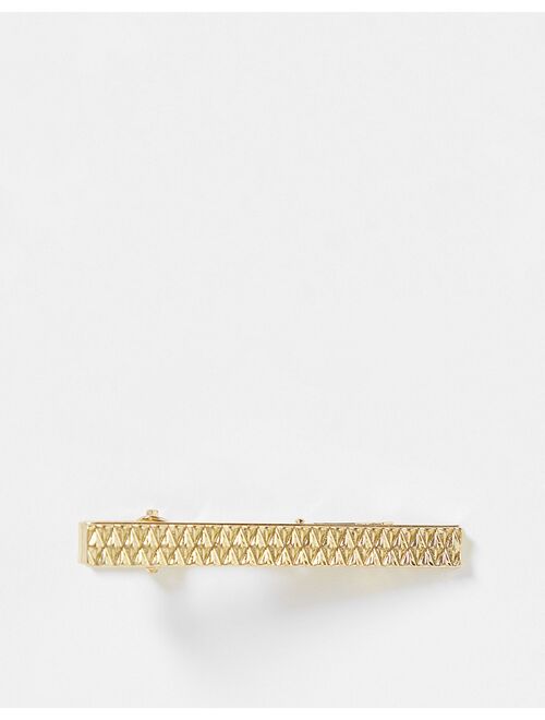 Asos Design beveled tie bar in gold tone
