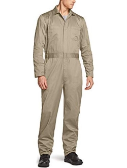 Men's Long Sleeve Zip-Front Coverall, Twill Stain & Wrinkle Resistant Work Coverall, Action Back Jumpsuit with Multi Pockets