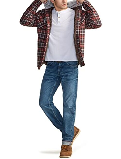 CQR Men's Quilted Lined Flannel Hooded Shirt Jacket, Soft Long Sleeve Outdoor Plaid Shirt Jackets