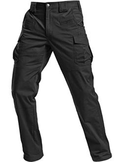 Men's Flex Stretch Tactical Pants, Water Repellent Ripstop Cargo Pants, Lightweight EDC Outdoor Hiking Work Pants
