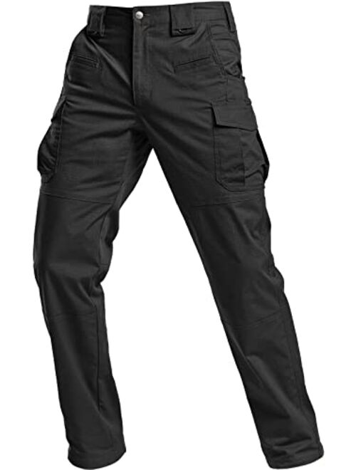 CQR Men's Flex Stretch Tactical Pants, Water Repellent Ripstop Cargo Pants, Lightweight EDC Outdoor Hiking Work Pants