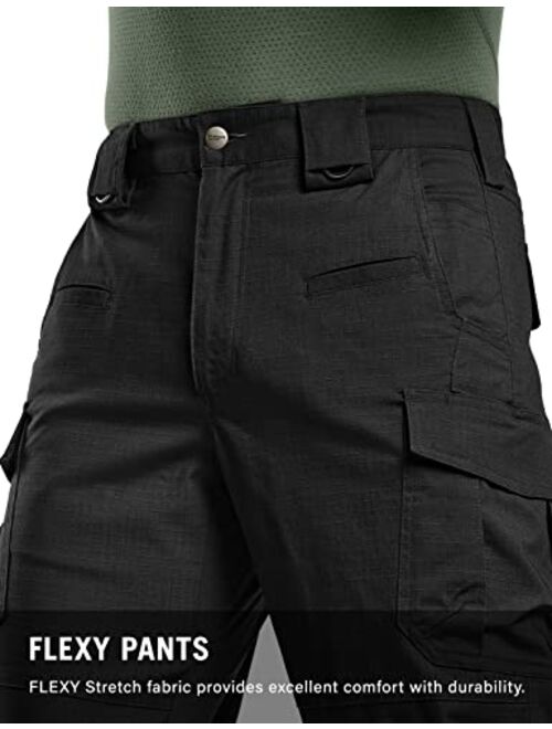 CQR Men's Flex Stretch Tactical Pants, Water Repellent Ripstop Cargo Pants, Lightweight EDC Outdoor Hiking Work Pants