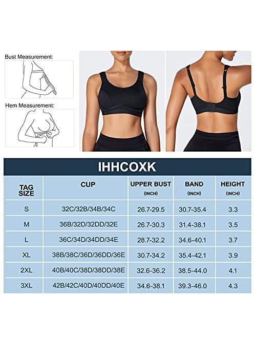 IHHCOXK High Impact Sport Bra for Women Full Support Wireless Bras Racerback Workout Yoga Athletic Bra Adjustable Straps