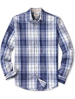 Men's Regular Fit Long Sleeve Shirts, 100% Cotton Button-Up Casual Poplin Shirt