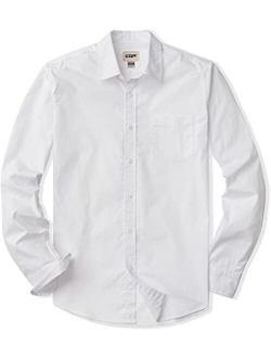 Men's Regular Fit Long Sleeve Shirts, 100% Cotton Button-Up Casual Poplin Shirt