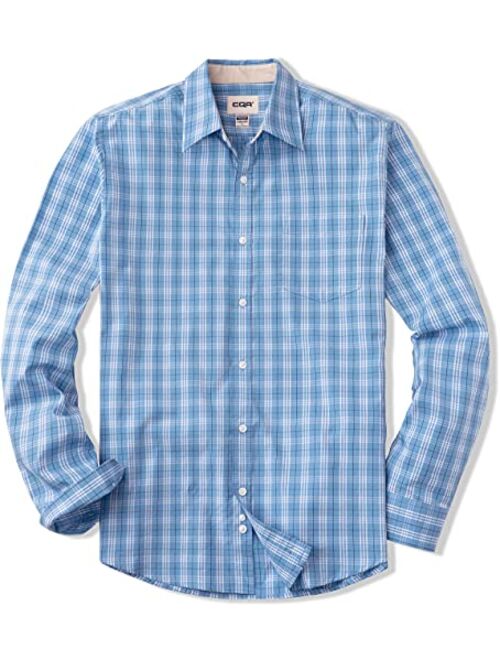 CQR Men's Regular Fit Long Sleeve Shirts, 100% Cotton Button-Up Casual Poplin Shirt
