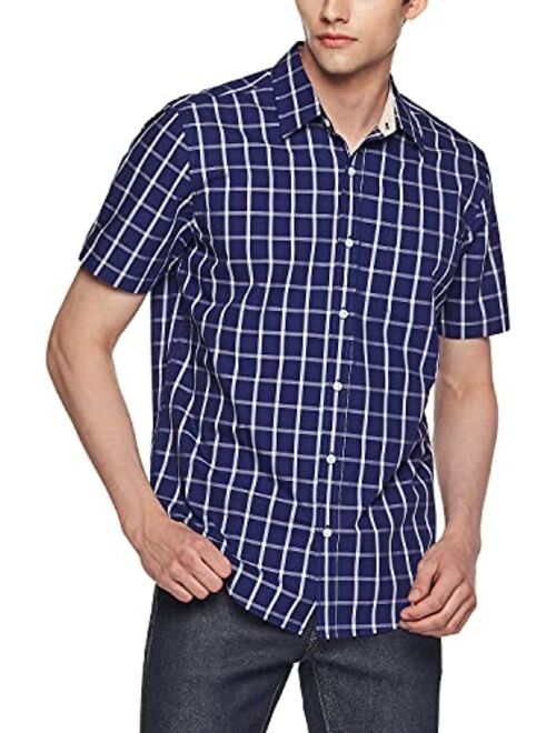 CQR Men's Regular Fit Short Sleeve Shirts, 100% Cotton Button-Up Casual Poplin Shirt