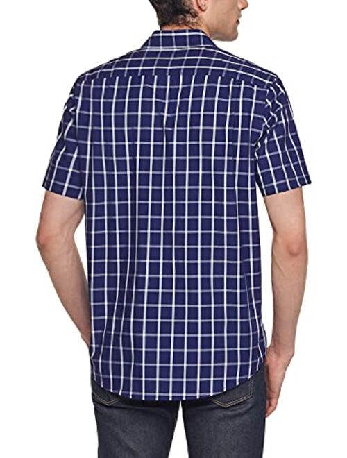 CQR Men's Regular Fit Short Sleeve Shirts, 100% Cotton Button-Up Casual Poplin Shirt