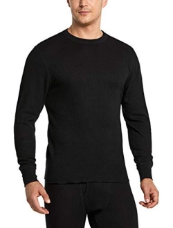 1 or 2 Pack Men's Long Sleeve Thermal Underwear Tops, Midweight Waffle Crewneck Shirt, Winter Cold Weather Thermal Shirts