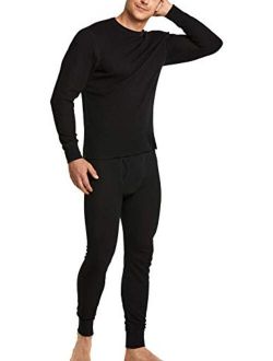 Men's Thermal Underwear Set, Midweight Waffle Knit Thermal Top and Bottom, Winter Cold Weather Long Johns with Fly