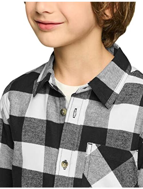 CQR Kids Little Boys Girls Baby Plaid Flannel Shirt Long Sleeve, All-Cotton Soft Brushed Casual Button Down Shirts