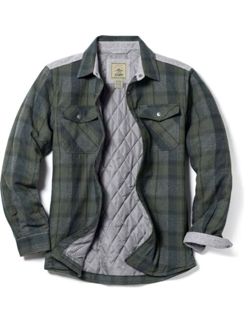 Buy CQR Men's All Cotton Quilted Shirt Jacket, Soft Brushed Flannel ...