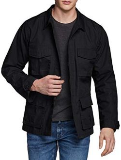 Men's Casual Military Jacket, Water Repellent Field Army Jackets, Outdoor Ripstop Utility Jackets