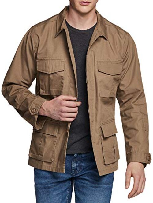 CQR Men's Casual Military Jacket, Water Repellent Field Army Jackets, Outdoor Ripstop Utility Jackets
