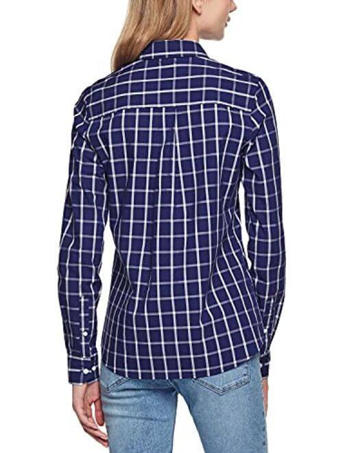 CQR Women's Classic Fit Button Up Shirts, 100% Cotton Long Sleeve Casual Poplin Shirt