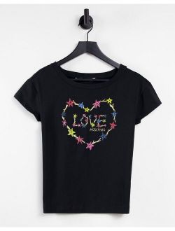 star heart logo T-shirt in black