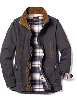 Women's Twill All Cotton Flannel Shirt Jacket, Soft Long Sleeve Shirts, Corduroy Lined Outdoor Shirt Jackets