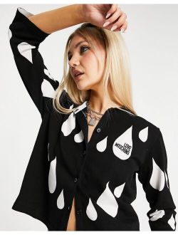 allover raindrop knitted cardigan in black