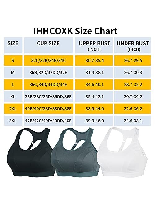 IHHCOXK Women High Impact Racerback Sport Bra Full Support Bonce Control Workout Running Bra Wireless Seamless Yoga Tops