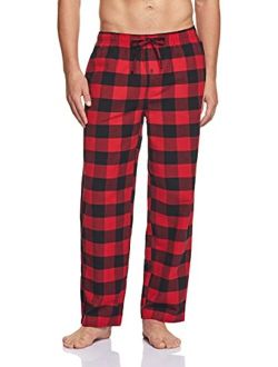 Men's 100% Cotton Plaid Flannel Pajama Pants, Brushed Soft Lounge & Sleep PJ Bottoms with Pockets