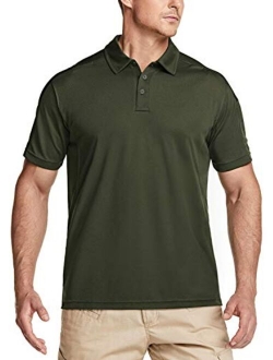 Men's Short Sleeve Tactical Work Shirts, Dry Fit Lightweight Polo Shirts, Outdoor Performance UPF 50  Collared Shirt