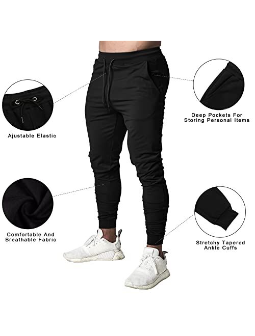 Leapruntor Men's Solid Tapered Slim Fit Sweatpants  Joggers