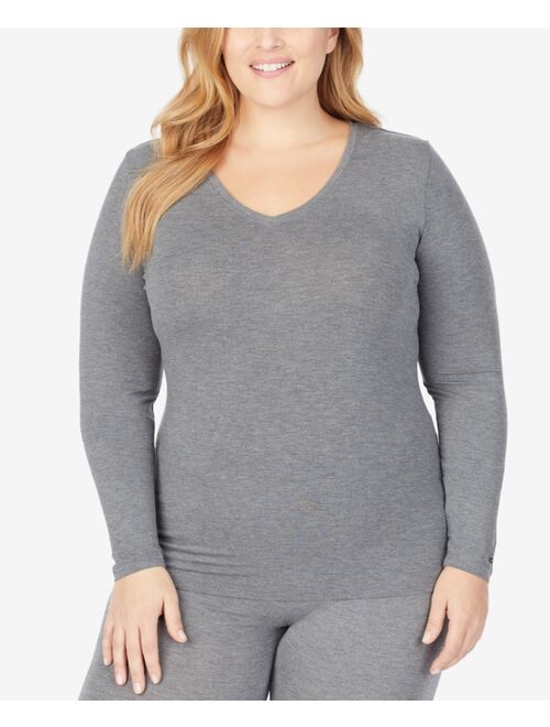 Cuddl Duds Plus Size Softwear with Stretch Long Sleeve V-neck Top