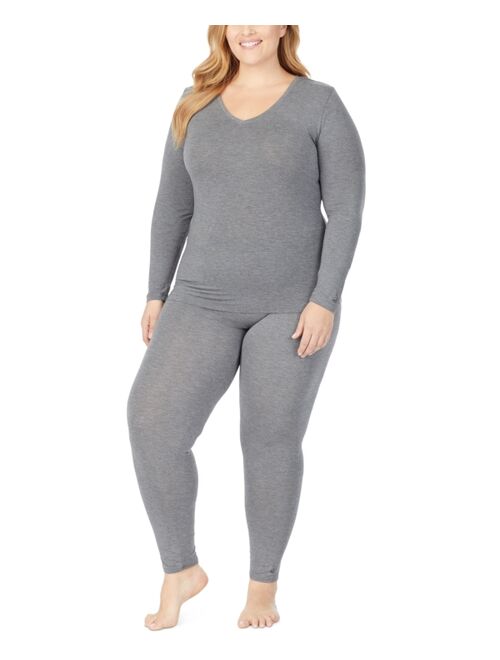 Cuddl Duds Plus Size Softwear with Stretch Long Sleeve V-neck Top